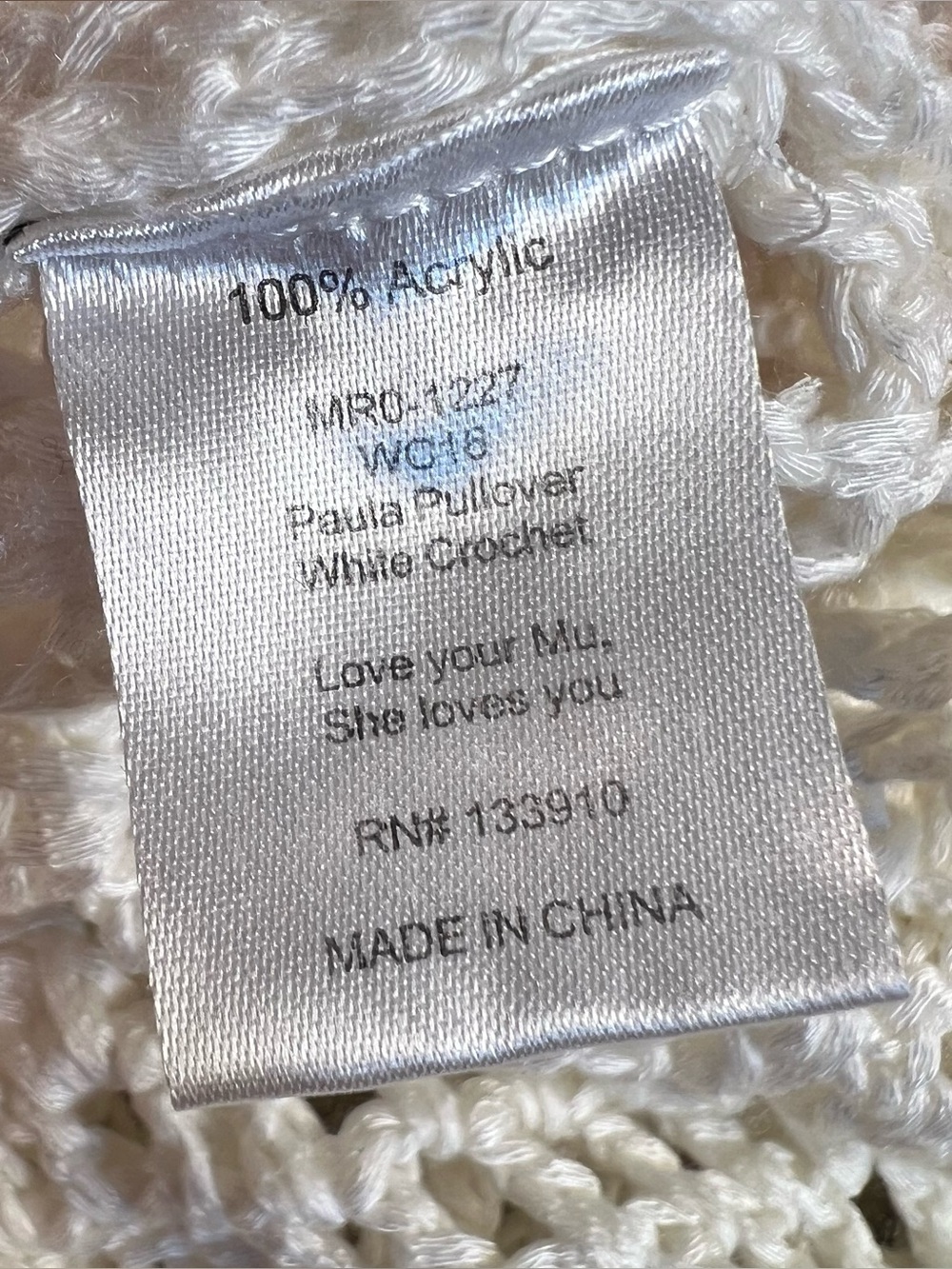 Show Me Your MUMU Cover Up Sweater Paula Pullover White Crochet Beach Vacation L - Picture 7 of 11